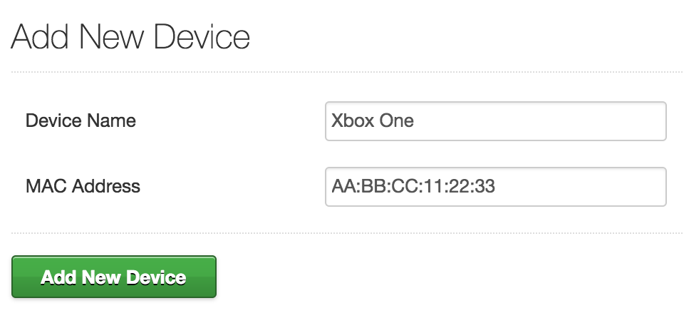 common mac adress for xbox one
